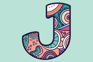 Bold and colorful letter J featuring geometric patterns and a modern, dynamic feel with vibrant colors and flowing lines vector