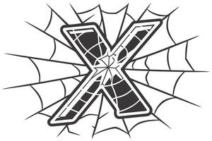 Creative representation of the letter X with jagged lines, reminiscent of shattered glass or sharp cracks vector