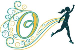 Abstract letter O design featuring intricate swirls and flowing patterns in bright colors, symbolizing motion and elegance vector