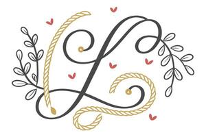 Stylish letter L in an artistic script font with sweeping curves, perfect for modern logos and creative design concepts vector