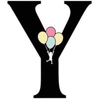 3D letter Y with a playful balloon design, capturing the essence of fun and excitement for party invitations or creative content vector