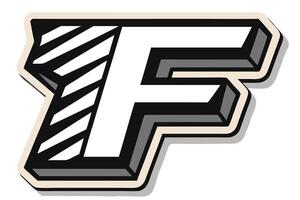 Geometric letter F design with sharp lines and angular edges, accented by bold striped pattern vector