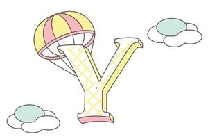 Eye catching and joyful 3D letter Y with balloons, designed for a playful and festive theme in creative visual projects vector