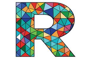 Abstract design of the letter R composed of a vibrant mosaic pattern in rich colors, perfect for adding energy and vibrance to any project vector