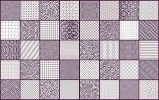 Collection of seamless geometric striped patterns. Color creative repeatable backgrounds. Simple plum textures, textile prints vector