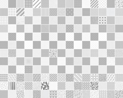 Collection of seamless geometric patterns in different styles. White and gray repeatable unusual minimalistic prints. Striped, dotted, mosaic, drawing backgrounds