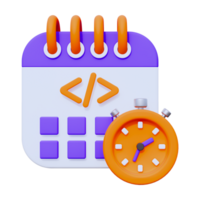 Coding Deadline 3D object Illustration png