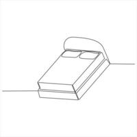 Minimalist Line Drawing of a Bed in a Bedroom design illustration vector