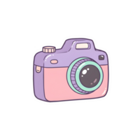 Retro Kawaii Digital Camera with Pastel Hues and Shiny Details, isolated on Transparent Background png
