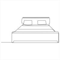 Bed continuous oneline drawing symbol isolated illustration vector