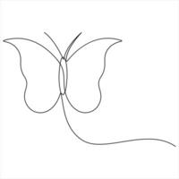 Simple continuous line art Butterfly drawing illustration vector
