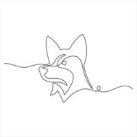 Minimalist one line drawing of a dog's profile outline style vector