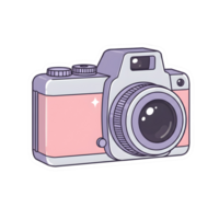 Cute Photography Camera with Pastel Gradient and Glossy Details, isolated on Transparent Background png