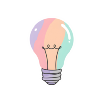 Cute Kawaii Light Bulb with Soft Gradient Colors and Glow on Transparent Background png