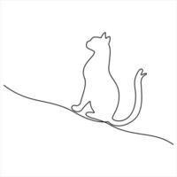 Oneline cute cat continuous single line drawing illustration vector