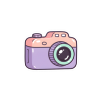 Kawaii Pastel Camera with Glossy Lens and Cute Design, isolated on Transparent Background png