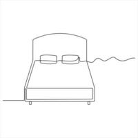 Minimalist Continuous Line Drawing of a Comfortable Bed sketch illustration vector