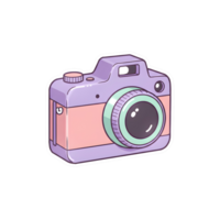 Aesthetic Cartoon Camera Illustration in Soft Gradient Colors, isolated on Transparent Background png