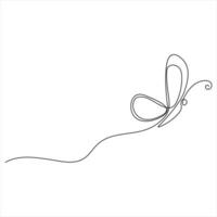 Butterfly in One continuous line drawing illustration vector