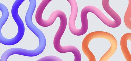 Wavy 3d shapes with colorful Gradient on white background. vector