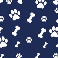 Cute Paw and Bone Print Pattern on a Navy Background for Fun and Stylish Designs vector