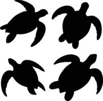 Sea Turtle silhouettes bundle design on white background vector