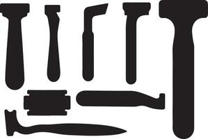 Collection of Shaving Razor Silhouettes for Grooming and Barber Design Projects vector