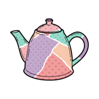 chaleira ilustração dentro colorida patchwork estilo com polca ponto e divisa padrões png
