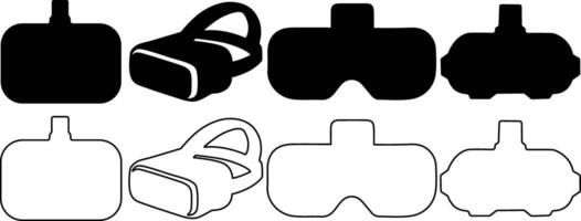 Collection of VR Gaming Headset Silhouettes with Futuristic and Immersive Designs vector