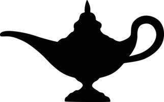 Mystical Genie Lamp Silhouette with a Dreamy and Enigmatic Presence vector