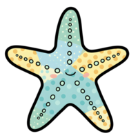 Starfish with Soft Colors and Fun patterns on Transparent Background png