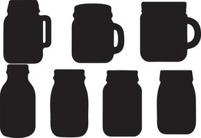 Mason jar silhouettes bundle design on white background vector