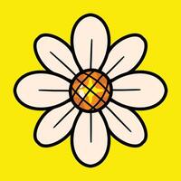 Simple daisy flower on yellow background vector