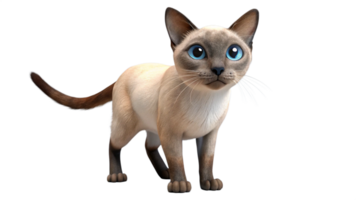 a siamese cat with blue eyes standing on a transparent background png