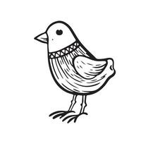 A chicken sketch . stock illustration black outline isolated. Hand-drawn doodle bird with on a white background. hand drawn vector