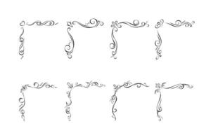 Fantasy vignette corner design elements vector