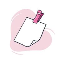 Blank memo paper clipped by pink peg with heart vector