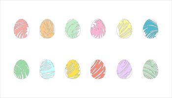 Easter eggs in colored sketchy strokes vector