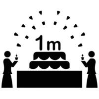 Festive atmosphere with golden confetti raining down, celebrating milestones and joy, views followers subscribers vector
