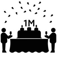 New year or birthday party with golden confetti and vibrant decorations for a special event, views followers subscribers vector