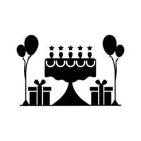 Elegant celebration cake with balloons and gifts to mark a joyful event views followers subscribers vector