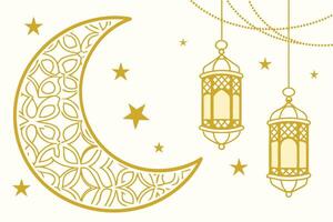 Festive Ramadan design featuring crescent moon, stars, and lanterns, Islamic elements Background, perfect for invitations vector