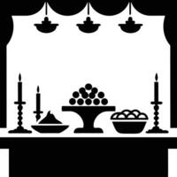 Extravagant Eid dining display with sweets, candles, and opulent decor, capturing the spirit of celebration in a lavish atmosphere during Eid festivities vector