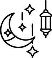 Ramadan Kareem with geometric crescent moon and lanterns, stars, Islamic elements Background for greeting cards and posters vector