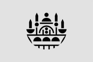 Celebrating Eid in style with a lavish feast in a royal palace, complete with candles, traditional sweets, and extravagant decor vector