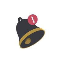 3D rendered notification bell with a red exclamation point, representing alert, notification system, or urgent update in a digital context vector