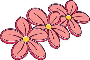 Cluster of vivid red primrose style flowers with leaves, captured in charming flat cartoon style, isolated on a clean white background vector