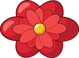 cartoon red flowers with yellow centers in bold style, featuring single and clustered blooms with soft outlines on white background vector