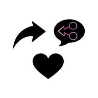 set of icons featuring a heart, chat bubbles, and a share icon, symbolizing modern digital communication, love, and social interaction vector