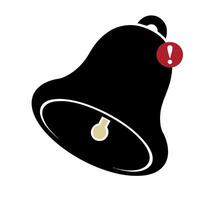 Black notification bell with a red exclamation mark, alert symbol, symbolizing an important notification or an urgent alert vector